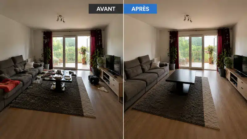 avant apres rangement pièce